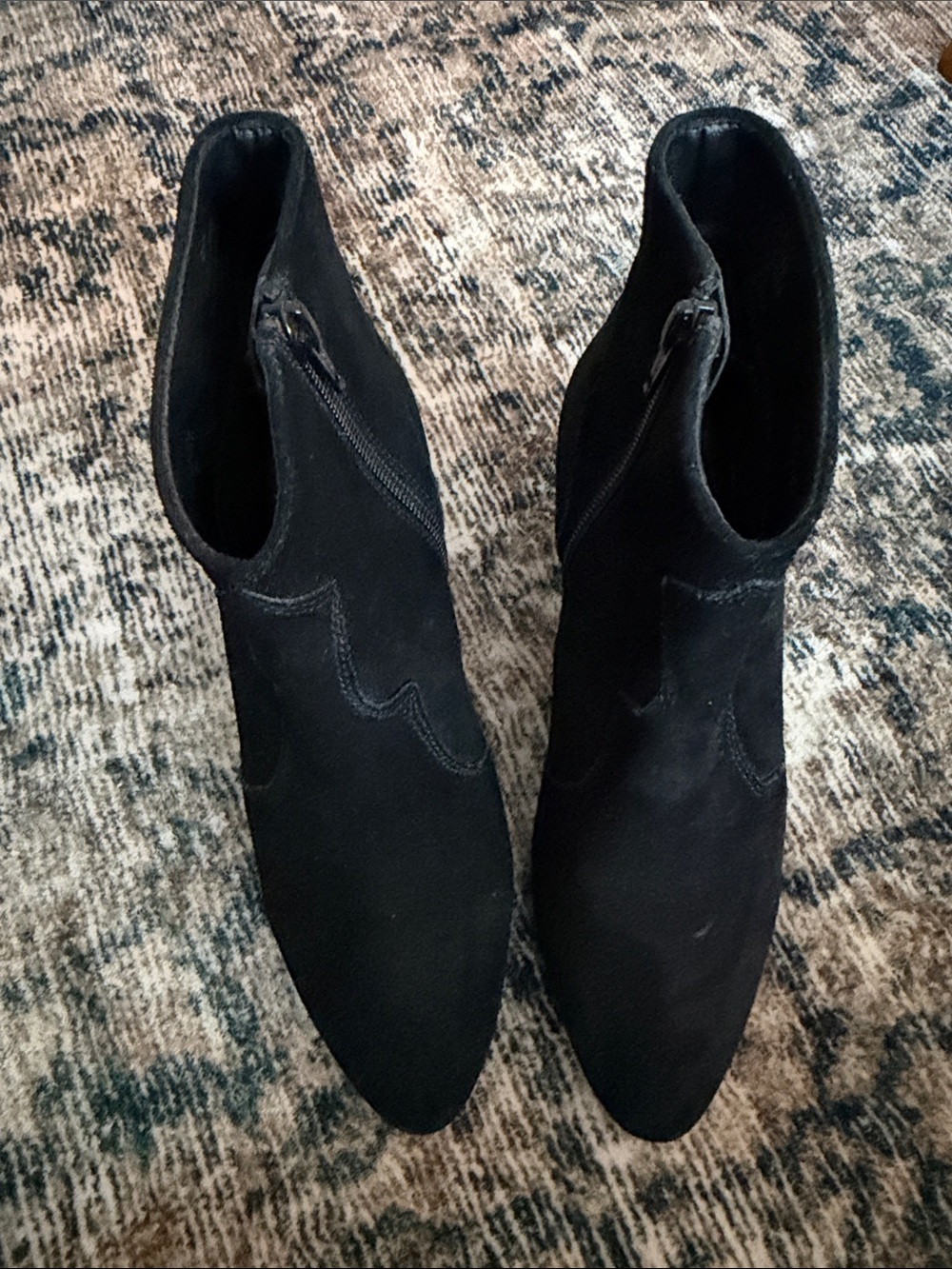 Steve Madden Black Suede Ankle Booties with Side Zip